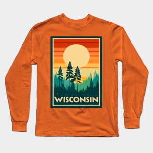 Wisconsin Tourism Sunset Graphic Long Sleeve T-Shirt